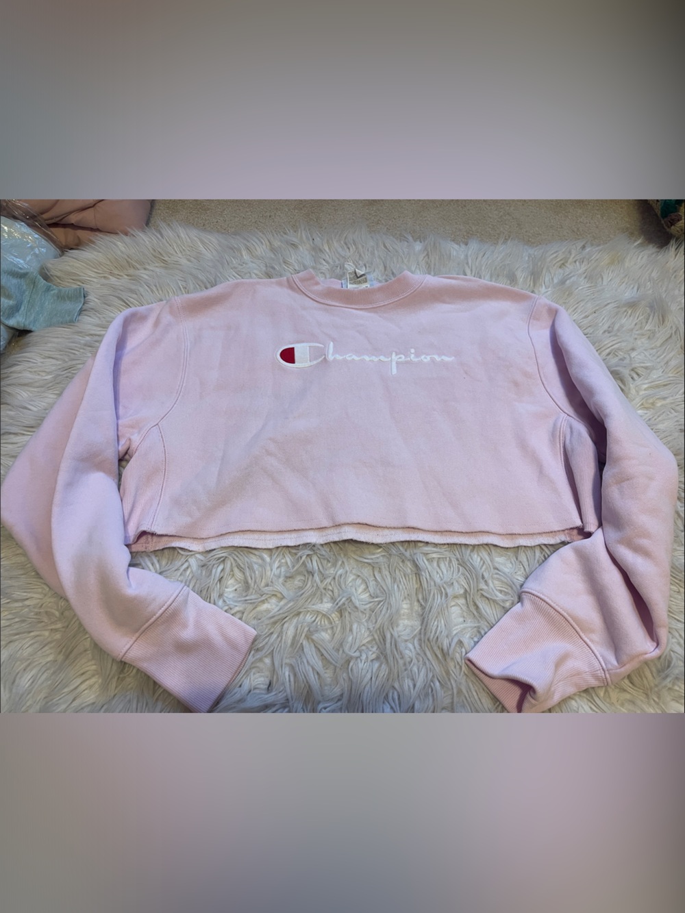 Champion Light Pink Cropped Crewneck Sweatshirt